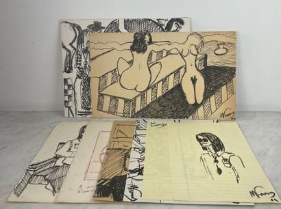 Michel François (b. 1956) Set of 8 drawings,...