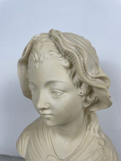 Bust of a young woman with a bonnet, ivory...