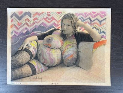 Yvon ADAM (1932-2017) Stylized female nude...