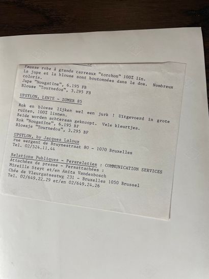 Set of fashion photographs and press documents...