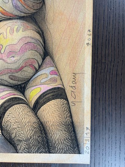 Yvon ADAM (1932-2017) Stylized female nude...