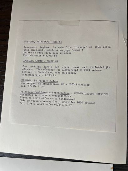 Set of fashion photographs and press documents...