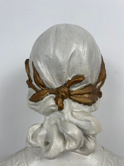 Female bust with laurel wreath, painted plaster...