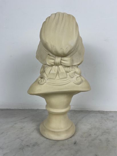 Bust of a young woman with a bonnet, ivory...