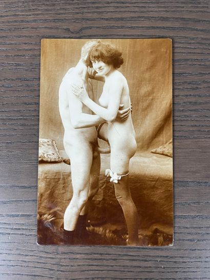 Rare Lot de 2 cartes postales érotiques anciennes,...