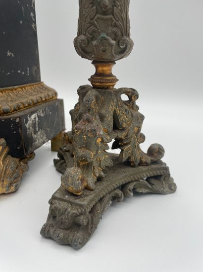 Mantel clock and pair of candelabras - mantel...