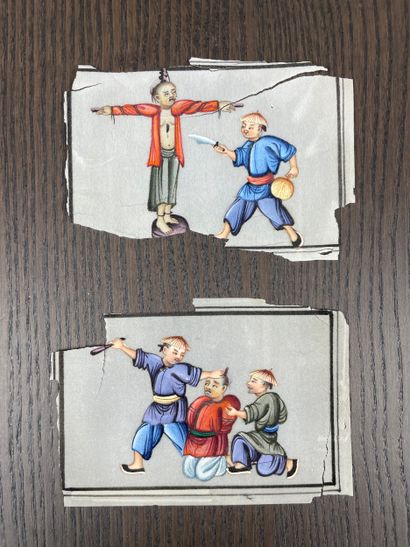 Suite of 11 scenes of punishment - China...