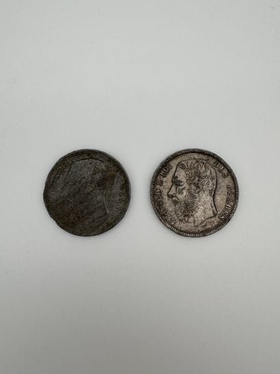Belgium - Leopold II - Lot of 2 5-franc 