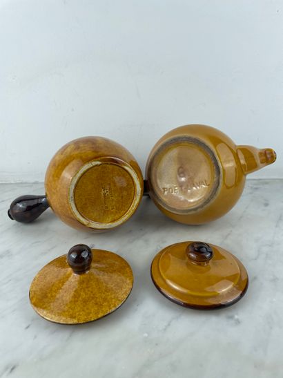 Lot de deux céramiques vernissées orangé...