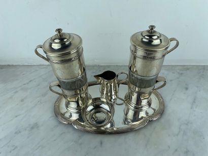 M.N.O - White metal coffee set, France, 20th...
