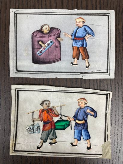 Suite of 11 scenes of punishment - China...