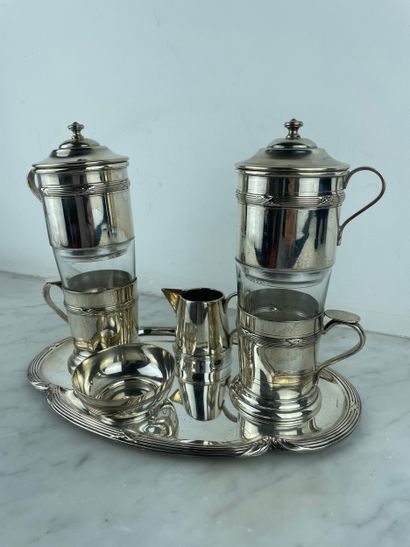 M.N.O - White metal coffee set, France, 20th...