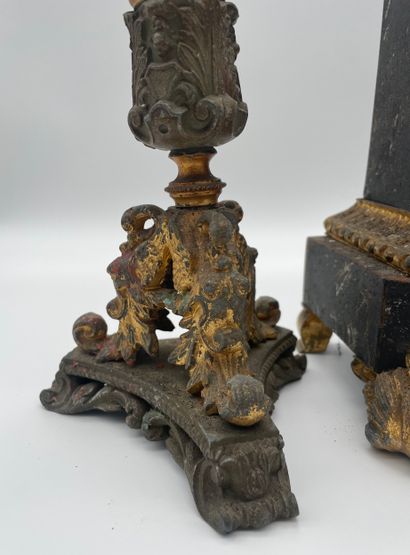 Mantel clock and pair of candelabras - mantel...