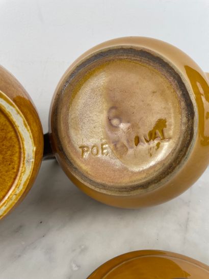 Lot de deux céramiques vernissées orangé...