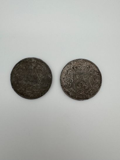 Belgium - Leopold II - Lot of 2 5-franc 