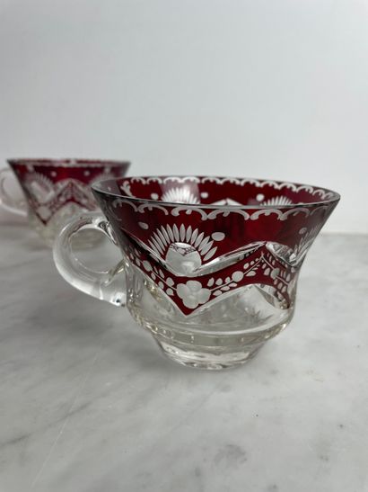 Red-lined crystal punch set - Bohemia, late...