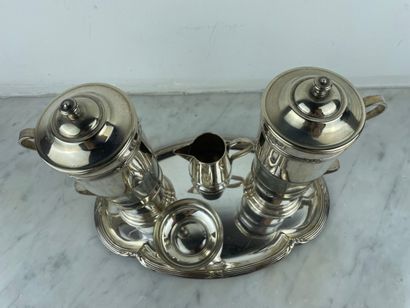 M.N.O - White metal coffee set, France, 20th...