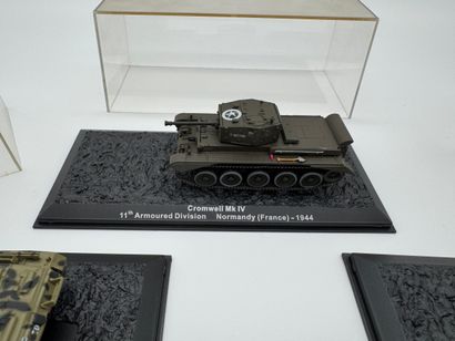 Set of 3 military tank models in display...