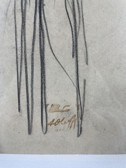 Oleffe Auguste (1867 1931) Jeune femme accoudée
Fusain...