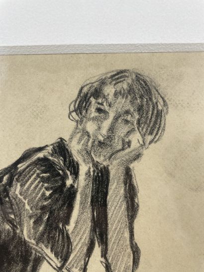 Oleffe Auguste (1867 1931) Jeune femme accoudée
Fusain...