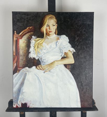Ecole moderne (XX siècle) - La robe blanche
Huile...