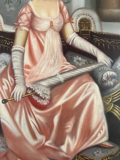 William Hodgkins (1952-) - Femme à l’ombrelle
Huile...