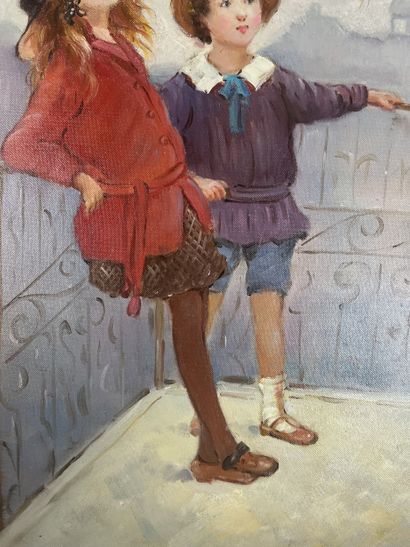 Vladimir Petrov (1945-) - Enfants au balcon
Huile...