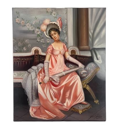 William Hodgkins (1952-) - Femme à l’ombrelle
Huile...
