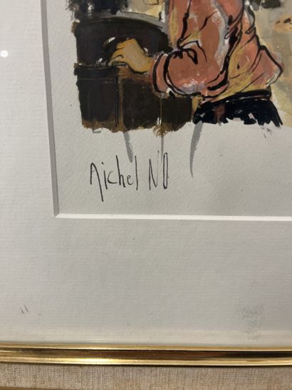 No Michel (1939- ) - Les tonneaux
Aquarelle,...