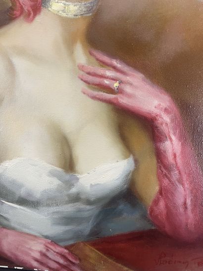 Vladimir Petrov (1945-) - Blonde en rose
Huile...