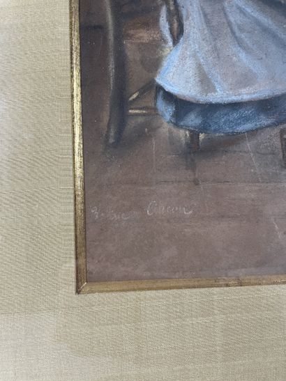 Ecole française, vers 1937 Fillette au perroquet...
