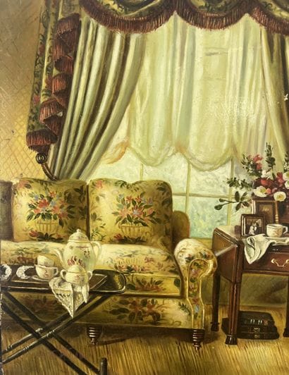 Ecole moderne - Salon à fleurs
Huile sur...