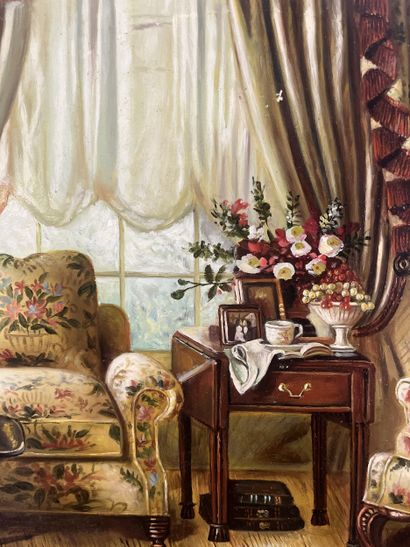 Ecole moderne - Salon à fleurs
Huile sur...
