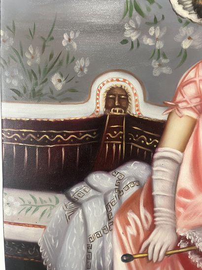 William Hodgkins (1952-) - Femme à l’ombrelle
Huile...