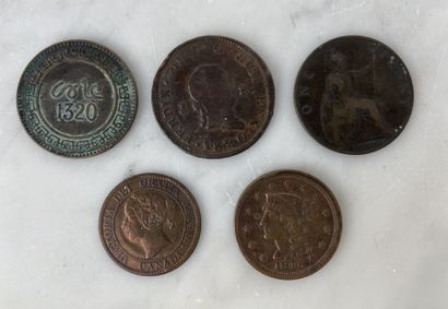 Ensemble de 5 monnaies internationales (XIX...
