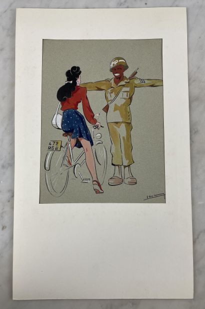 Libération Ensemble de 6 aquarelles originales...