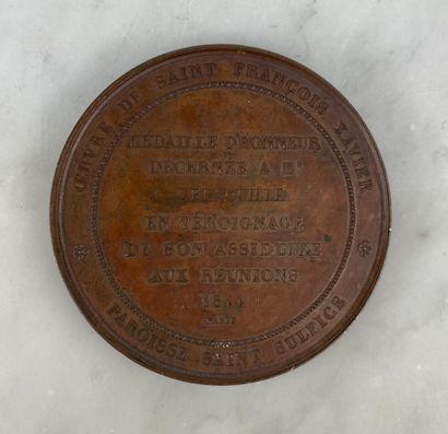 Œuvre de Saint François-Xavier copper medal...