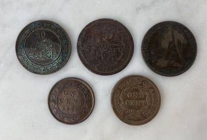 Ensemble de 5 monnaies internationales (XIX...