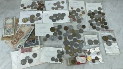 Lot de monnaies et billets du monde vrac...
