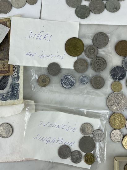 Lot de monnaies et billets du monde vrac...