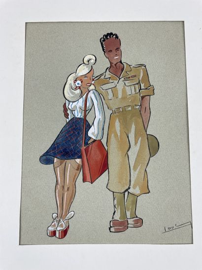 Libération Ensemble de 6 aquarelles originales...