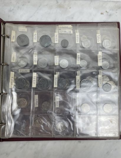Set of 3 numismatic binders French and foreign...