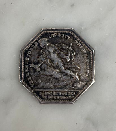Mines et Forges de Bourgogne octagonal silver...