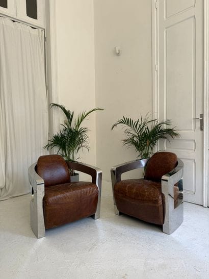 Timothy Oulton Paire de fauteuils « Mars...