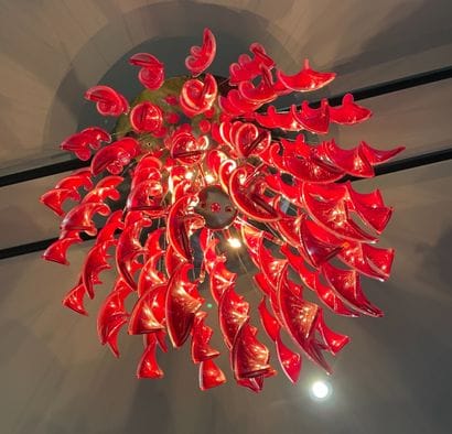 Suspension design Verre soufflé rouge, style...