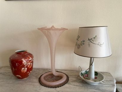 Ensemble de deux vases, une lampe et un dessous-de-vase

Lot...