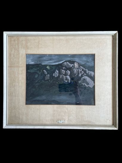 Ecole du XX siècle - Composition aux rochers

Gouache...