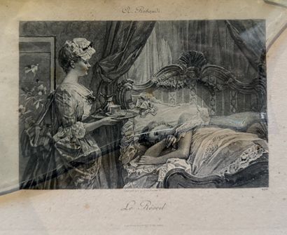 Suite de deux gravures encadrées Scènes de...