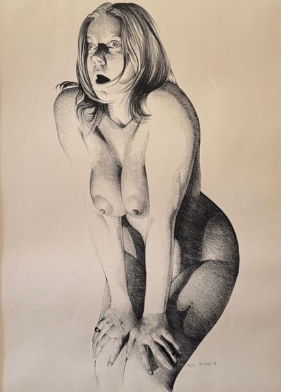Roland Delcol (1942) - Nu féminin accroupi
Lithographie...
