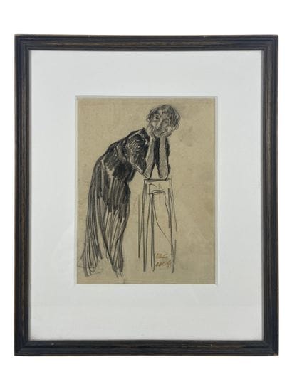 Oleffe Auguste (1867 1931) Jeune femme accoudée
Fusain...